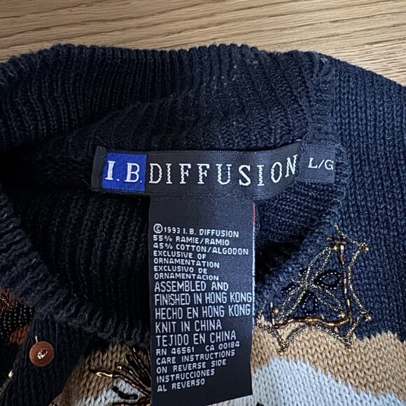 IB Diffusion Women Size Large Knitted Sweater Embellished Beaded Holiday Vintage - Picture 3 of 12